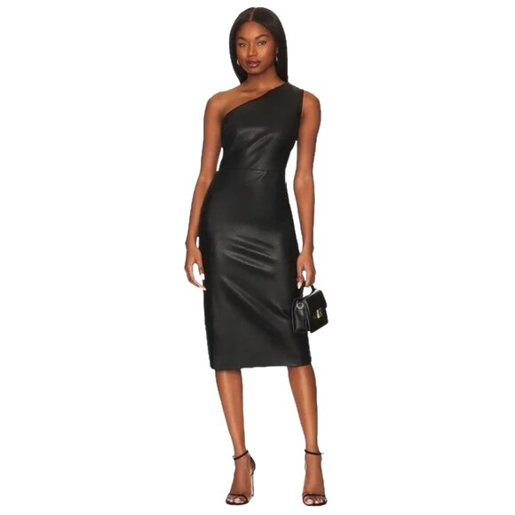 New Bardot Oriella Revolve Vegan Leather Dress in Black Size Small - Picture 2 of 16